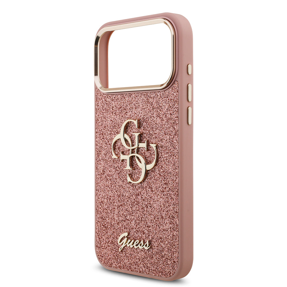 iPhone 17 Pro Max Kılıf Guess Orjinal Lisanslı 4G Büyük Metal Kamera Çerçeveli ve Logolu Glitter Kapak