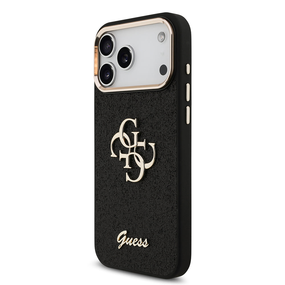 iPhone 17 Pro Max Kılıf Guess Orjinal Lisanslı 4G Büyük Metal Kamera Çerçeveli ve Logolu Glitter Kapak