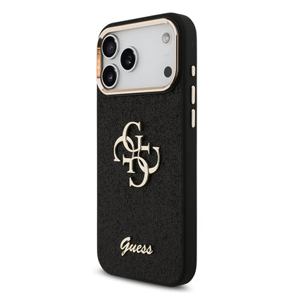 iPhone 17 Pro Max Kılıf Guess Orjinal Lisanslı 4G Büyük Metal Kamera Çerçeveli ve Logolu Glitter Kapak