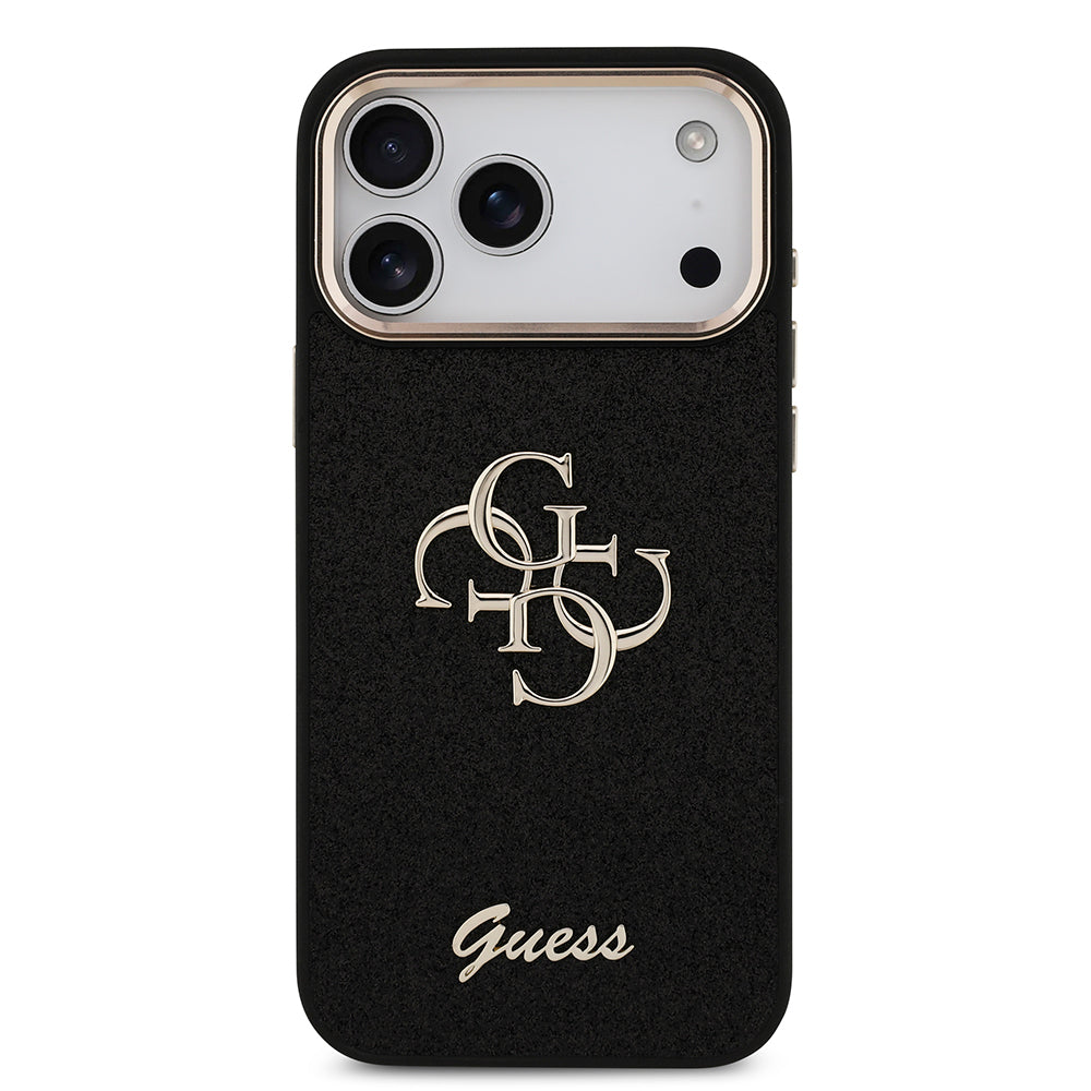 iPhone 17 Pro Max Kılıf Guess Orjinal Lisanslı 4G Büyük Metal Kamera Çerçeveli ve Logolu Glitter Kapak