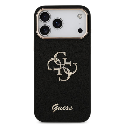iPhone 17 Pro Max Kılıf Guess Orjinal Lisanslı 4G Büyük Metal Kamera Çerçeveli ve Logolu Glitter Kapak