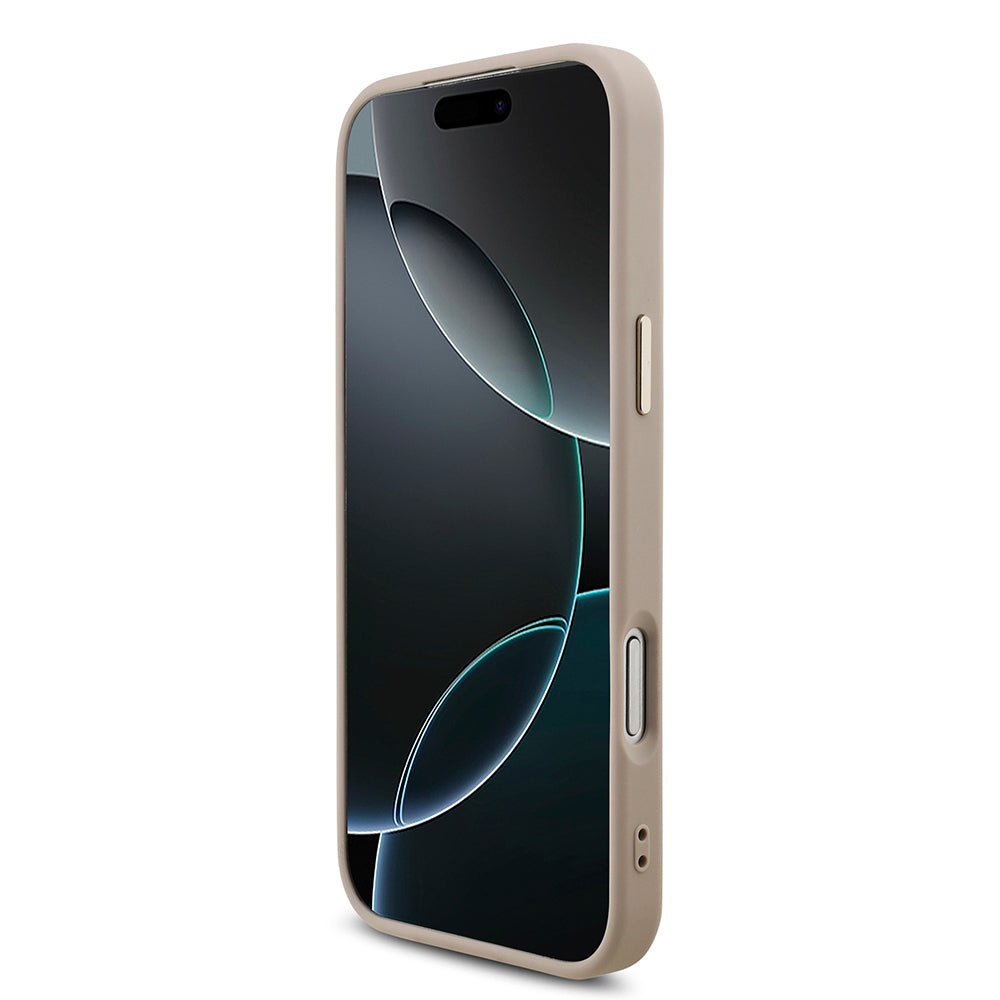 iPhone 17 Pro Max Kılıf Guess Orjinal Lisanslı Gold Metal Kamera Çerçeveli 4G Desenli Metal Büyük 4G ve Yazı Logolu Kapak