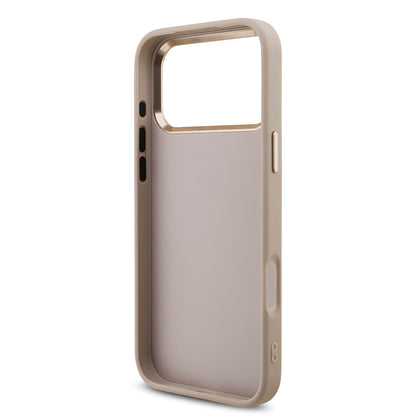iPhone 17 Pro Max Kılıf Guess Orjinal Lisanslı Gold Metal Kamera Çerçeveli 4G Desenli Metal Büyük 4G ve Yazı Logolu Kapak