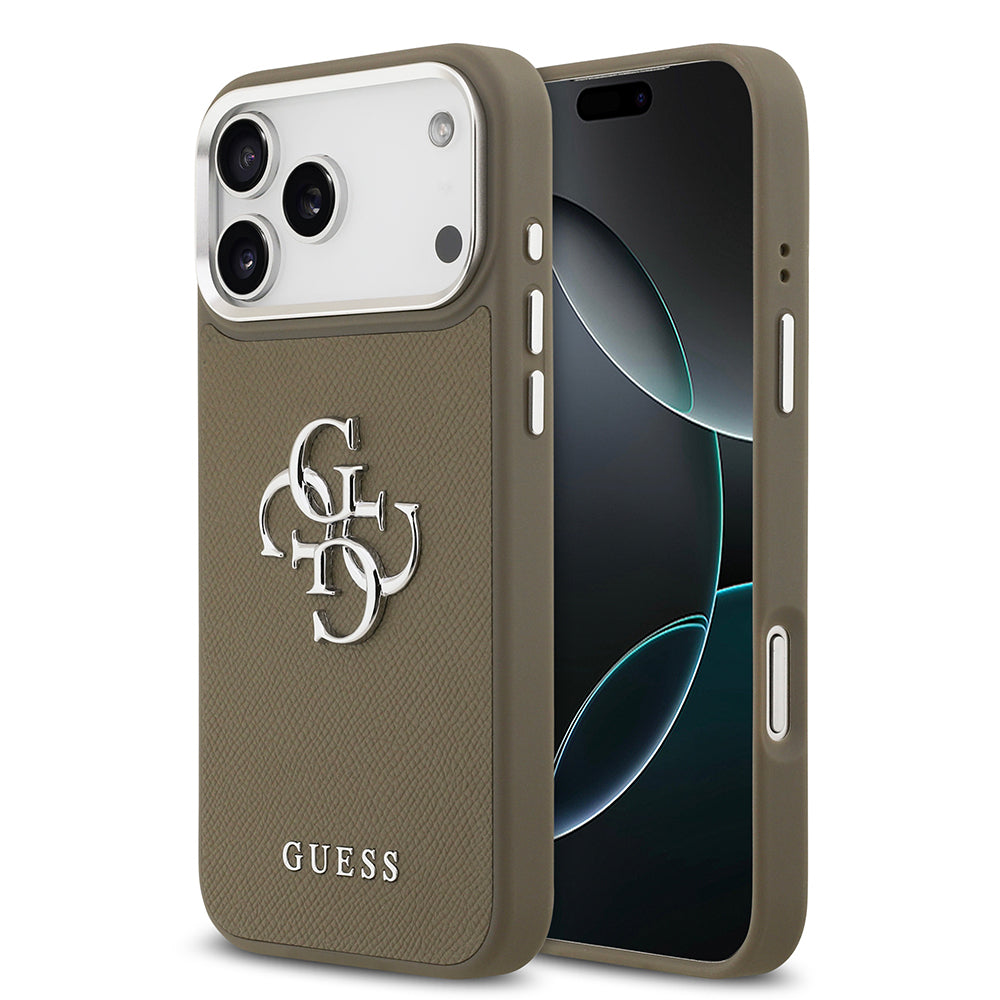 iPhone 17 Pro Max Kılıf Guess Orjinal Lisanslı Grained 4G Metal Büyük Logolu Kapak