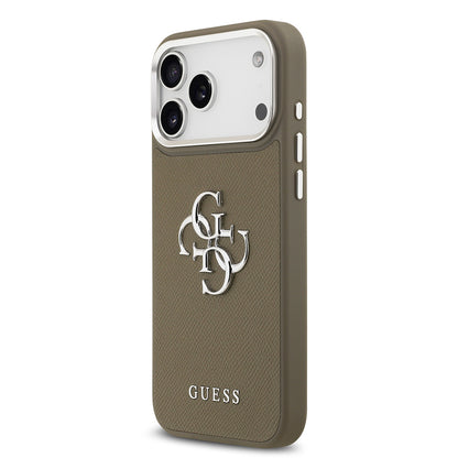 iPhone 17 Pro Max Kılıf Guess Orjinal Lisanslı Grained 4G Metal Büyük Logolu Kapak