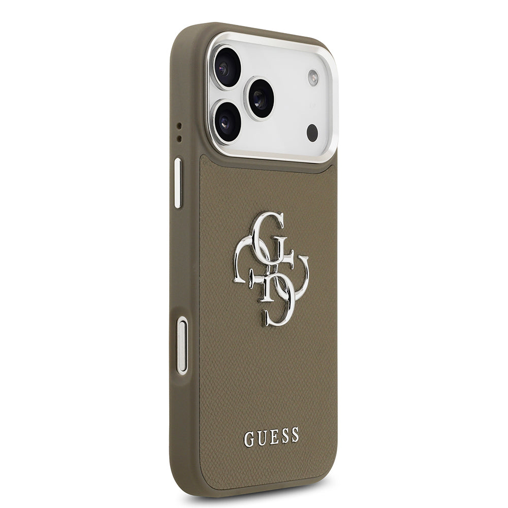 iPhone 17 Pro Max Kılıf Guess Orjinal Lisanslı Grained 4G Metal Büyük Logolu Kapak