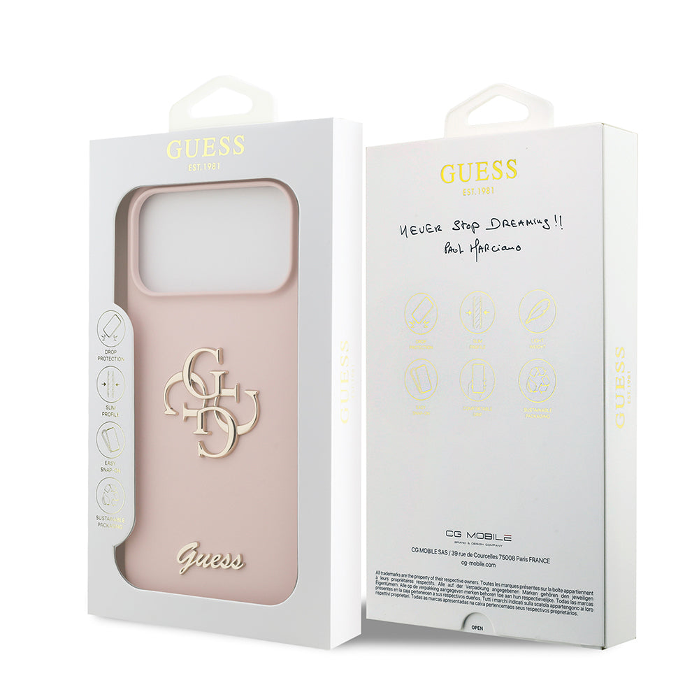 iPhone 17 Pro Max Kılıf Guess Orjinal Lisanslı Grained Yazı Logolu Kapak