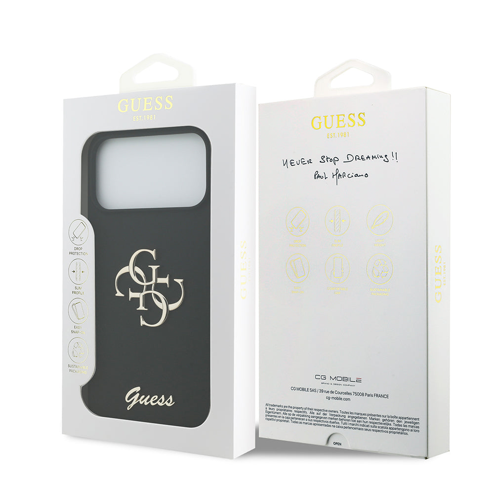 iPhone 17 Pro Max Kılıf Guess Orjinal Lisanslı Grained Yazı Logolu Kapak