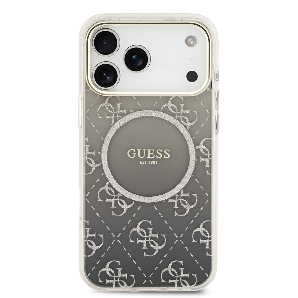iPhone 17 Pro Max Kılıf Guess Orjinal Lisanslı M-safe Şarj Özellikli 4G Desenli Simli Silikon Kapak