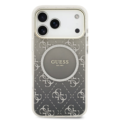 iPhone 17 Pro Max Kılıf Guess Orjinal Lisanslı M-safe Şarj Özellikli 4G Desenli Simli Silikon Kapak