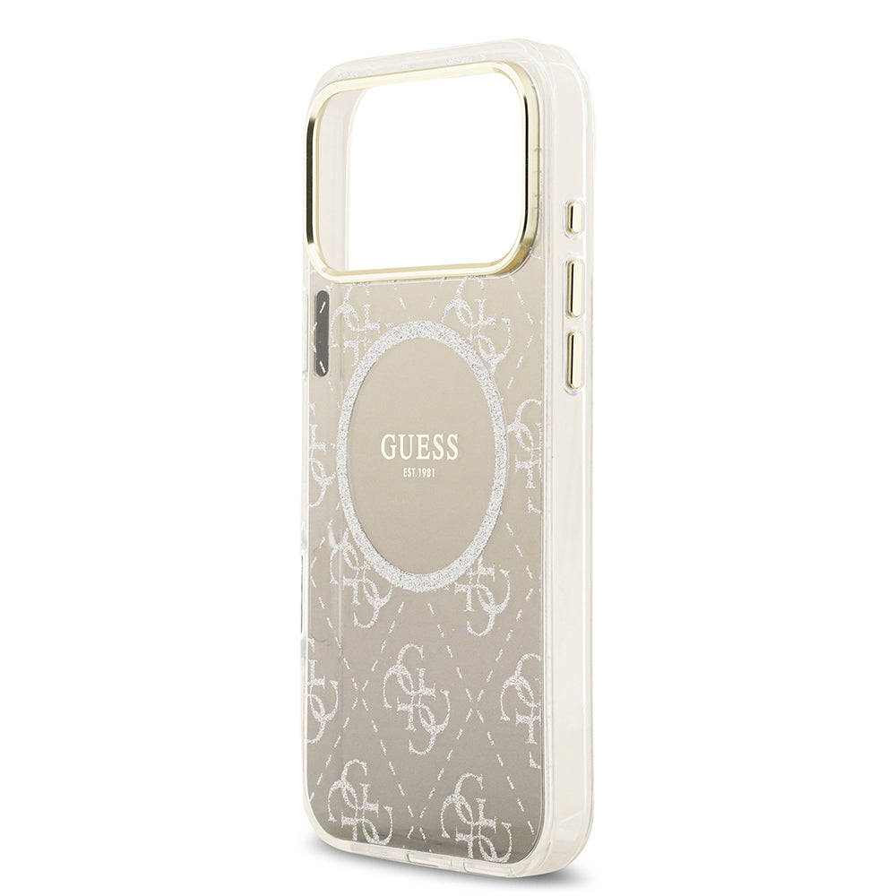 iPhone 17 Pro Max Kılıf Guess Orjinal Lisanslı M-safe Şarj Özellikli 4G Desenli Simli Silikon Kapak