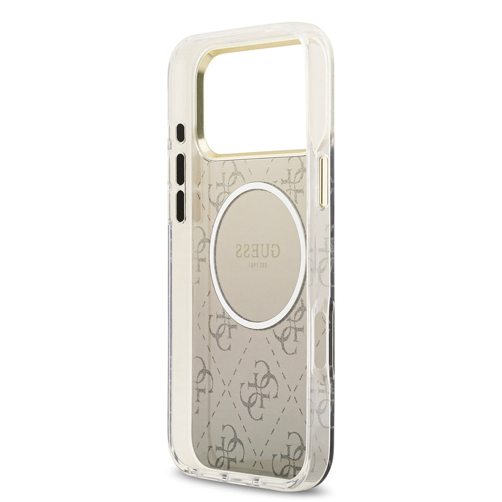iPhone 17 Pro Max Kılıf Guess Orjinal Lisanslı M-safe Şarj Özellikli 4G Desenli Simli Silikon Kapak