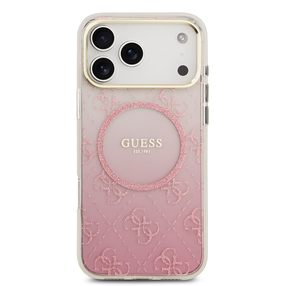 iPhone 17 Pro Max Kılıf Guess Orjinal Lisanslı M-safe Şarj Özellikli 4G Desenli Simli Silikon Kapak