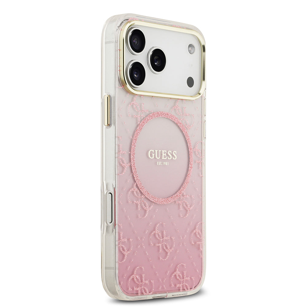 iPhone 17 Pro Max Kılıf Guess Orjinal Lisanslı M-safe Şarj Özellikli 4G Desenli Simli Silikon Kapak