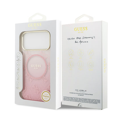 iPhone 17 Pro Max Kılıf Guess Orjinal Lisanslı M-safe Şarj Özellikli 4G Desenli Simli Silikon Kapak