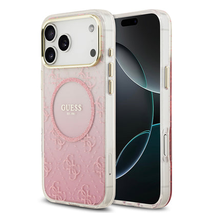 iPhone 17 Pro Max Kılıf Guess Orjinal Lisanslı M-safe Şarj Özellikli 4G Desenli Simli Silikon Kapak