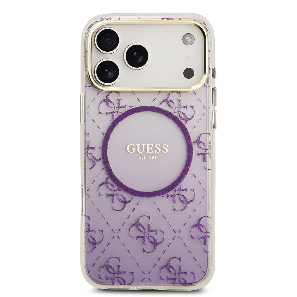 iPhone 17 Pro Max Kılıf Guess Orjinal Lisanslı M-safe Şarj Özellikli 4G Desenli Simli Silikon Kapak