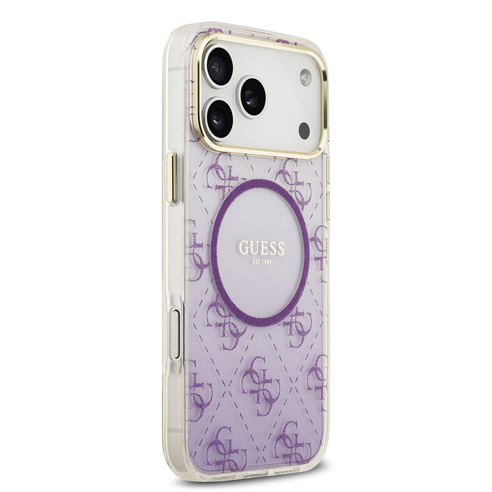 iPhone 17 Pro Max Kılıf Guess Orjinal Lisanslı M-safe Şarj Özellikli 4G Desenli Simli Silikon Kapak