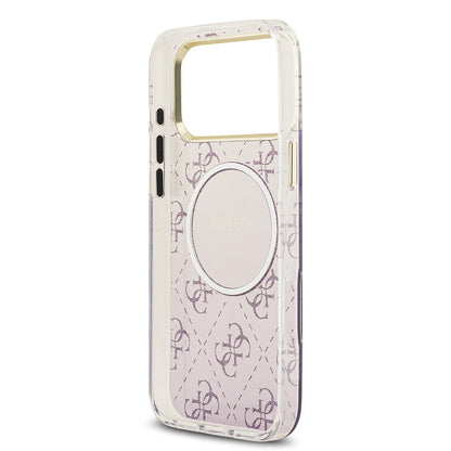 iPhone 17 Pro Max Kılıf Guess Orjinal Lisanslı M-safe Şarj Özellikli 4G Desenli Simli Silikon Kapak