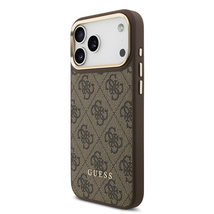 iPhone 17 Pro Max Kılıf Guess Orjinal Lisanslı M-safe Şarj Özellikli 4G Metal Büyük Logolu Kartlıklı Kapak