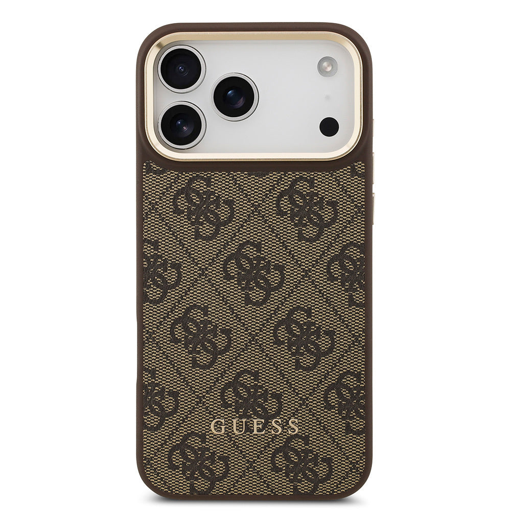 iPhone 17 Pro Max Kılıf Guess Orjinal Lisanslı M-safe Şarj Özellikli 4G Metal Büyük Logolu Kartlıklı Kapak
