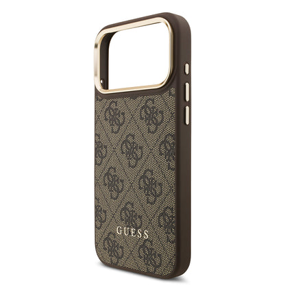 iPhone 17 Pro Max Kılıf Guess Orjinal Lisanslı M-safe Şarj Özellikli 4G Metal Büyük Logolu Kartlıklı Kapak