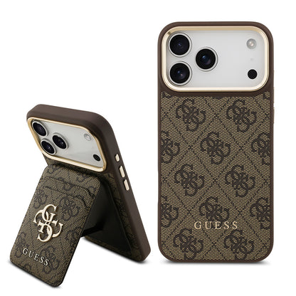 iPhone 17 Pro Max Kılıf Guess Orjinal Lisanslı M-safe Şarj Özellikli 4G Metal Büyük Logolu Kartlıklı Kapak