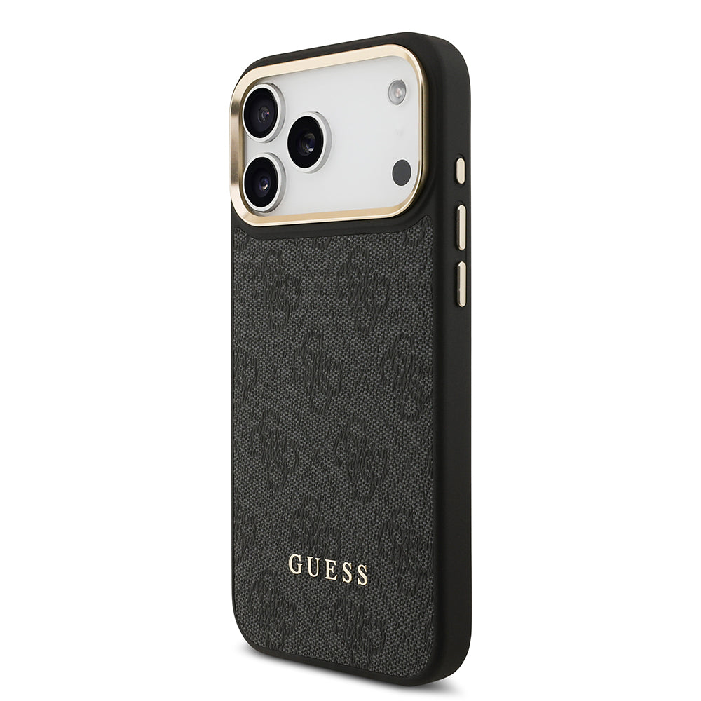 iPhone 17 Pro Max Kılıf Guess Orjinal Lisanslı M-safe Şarj Özellikli 4G Metal Büyük Logolu Kartlıklı Kapak