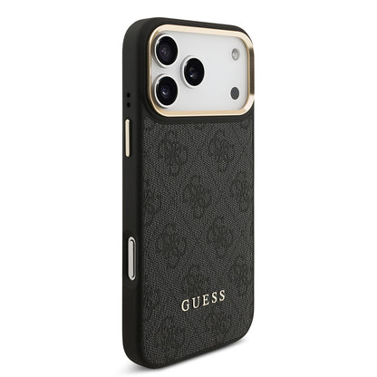 iPhone 17 Pro Max Kılıf Guess Orjinal Lisanslı M-safe Şarj Özellikli 4G Metal Büyük Logolu Kartlıklı Kapak