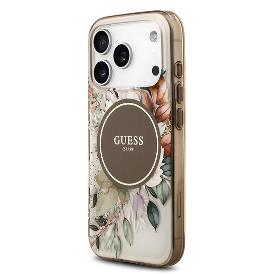 iPhone 17 Pro Max Kılıf Guess Orjinal Lisanslı M-safe Şarj Özellikli Flower Tonal Circle Kapak