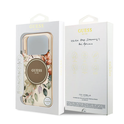 iPhone 17 Pro Max Kılıf Guess Orjinal Lisanslı M-safe Şarj Özellikli Flower Tonal Circle Kapak