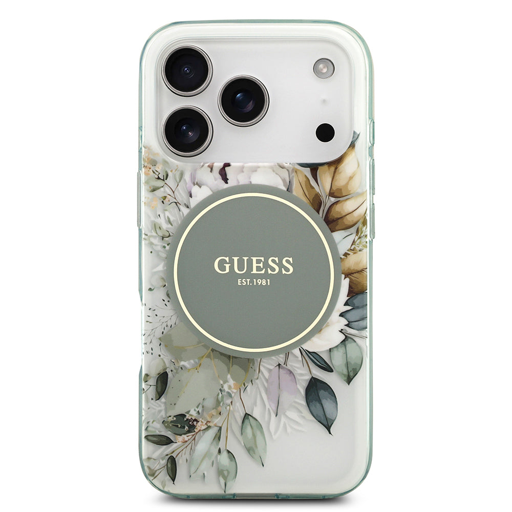 iPhone 17 Pro Max Kılıf Guess Orjinal Lisanslı M-safe Şarj Özellikli Flower Tonal Circle Kapak