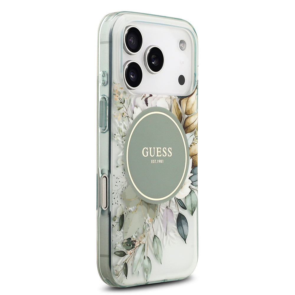 iPhone 17 Pro Max Kılıf Guess Orjinal Lisanslı M-safe Şarj Özellikli Flower Tonal Circle Kapak