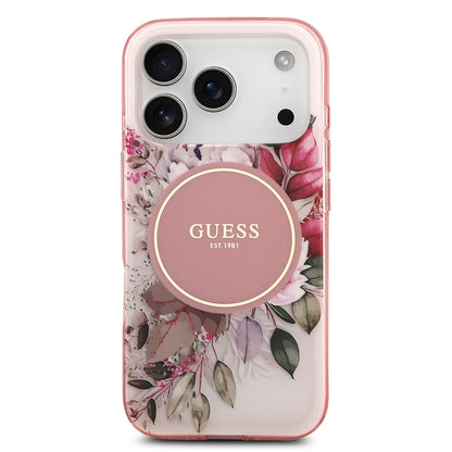 iPhone 17 Pro Max Kılıf Guess Orjinal Lisanslı M-safe Şarj Özellikli Flower Tonal Circle Kapak