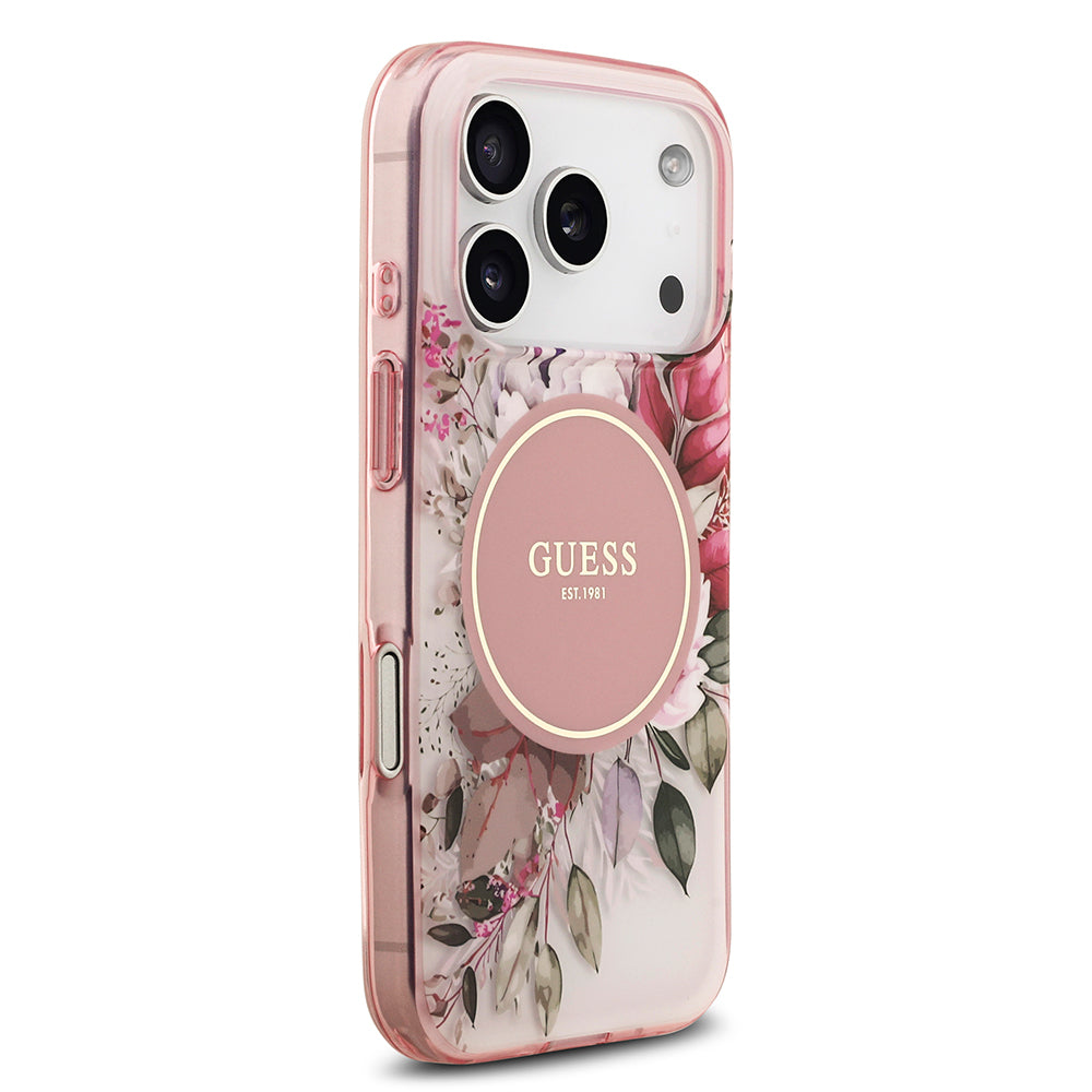 iPhone 17 Pro Max Kılıf Guess Orjinal Lisanslı M-safe Şarj Özellikli Flower Tonal Circle Kapak