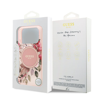 iPhone 17 Pro Max Kılıf Guess Orjinal Lisanslı M-safe Şarj Özellikli Flower Tonal Circle Kapak