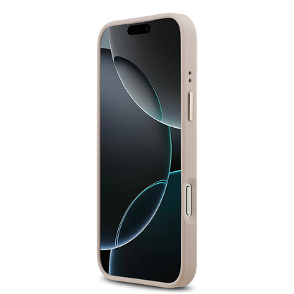 iPhone 17 Pro Max Kılıf Guess Orjinal Lisanslı M-safe Şarj Özellikli Gold Metal Kamera Çerçeveli PU Deri 4G Desenli Yazı Logolu Kapak