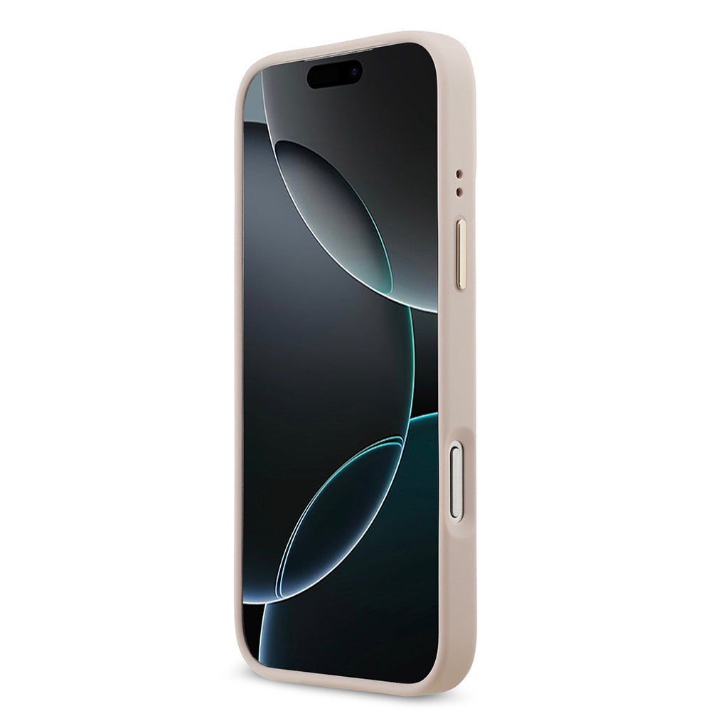 iPhone 17 Pro Max Kılıf Guess Orjinal Lisanslı M-safe Şarj Özellikli Gold Metal Kamera Çerçeveli Taşlı 4G Logolu Kapak