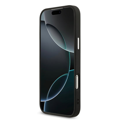 iPhone 17 Pro Max Kılıf Guess Orjinal Lisanslı M-safe Şarj Özellikli Gümüş Metal Kamera Çerçeveli Üçgen Logo 4G Desenli Kapak