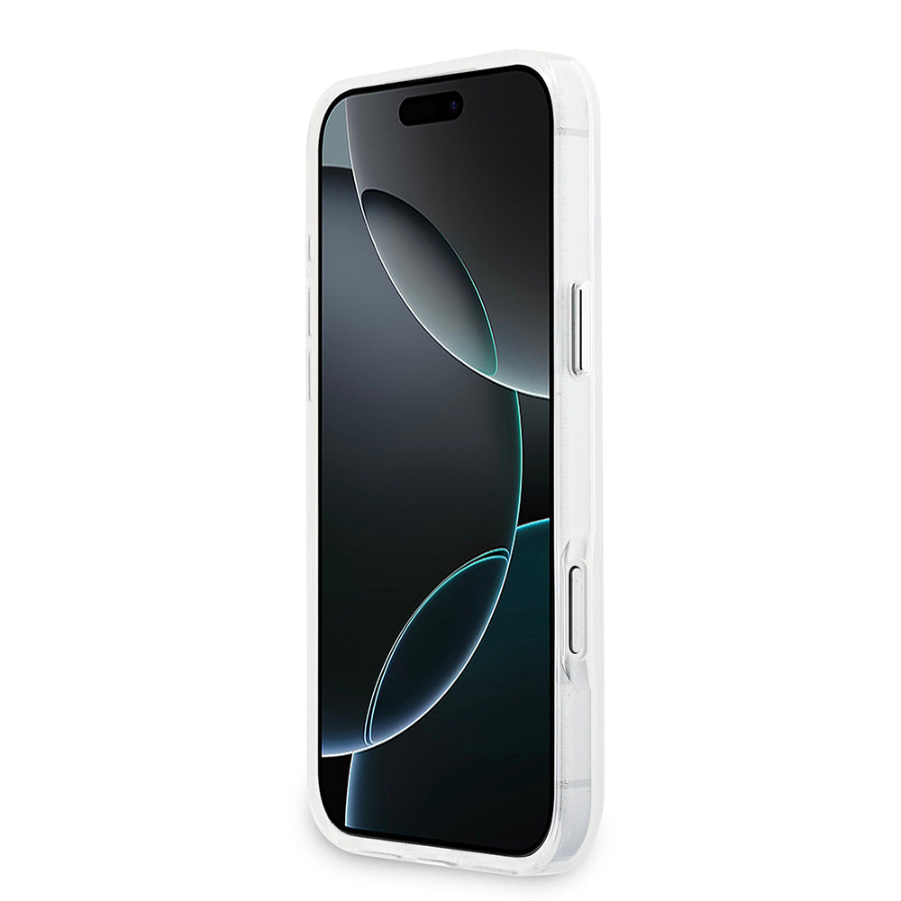 iPhone 17 Pro Max Kılıf Guess Orjinal Lisanslı M-safe Şarj Özellikli IML Baskılı Üçgen Logolu Metal Kamera Çerçeveli Kapak