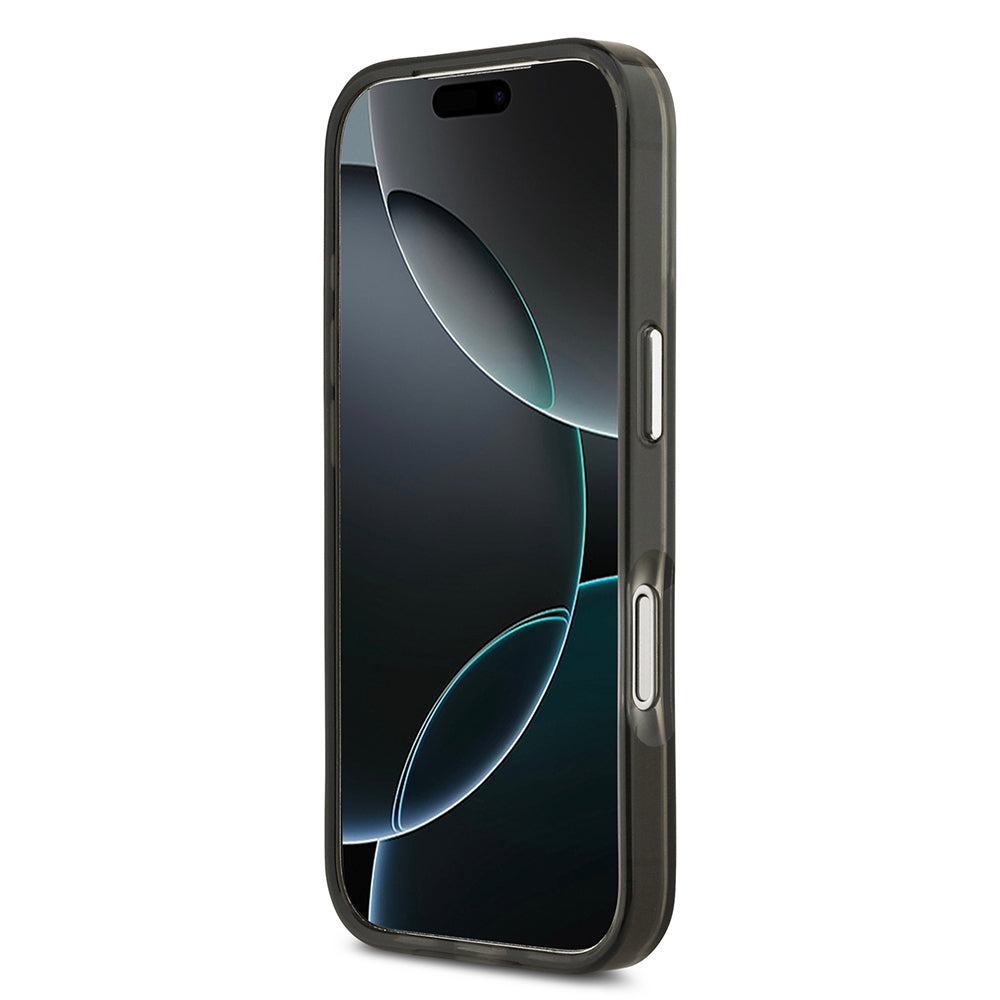 iPhone 17 Pro Max Kılıf Guess Orjinal Lisanslı M-safe Şarj Özellikli IML Baskılı Üçgen Logolu Metal Kamera Çerçeveli Kapak