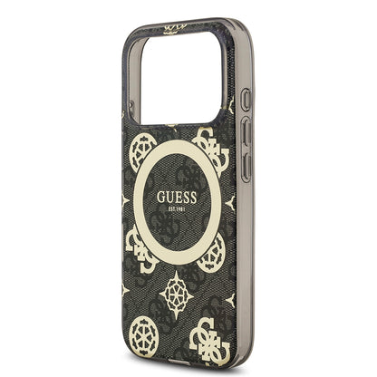 iPhone 17 Pro Max Kılıf Guess Orjinal Lisanslı M-safe Şarj Özellikli IML Peony ve 4G Desenli Klasik Logolu Kapak