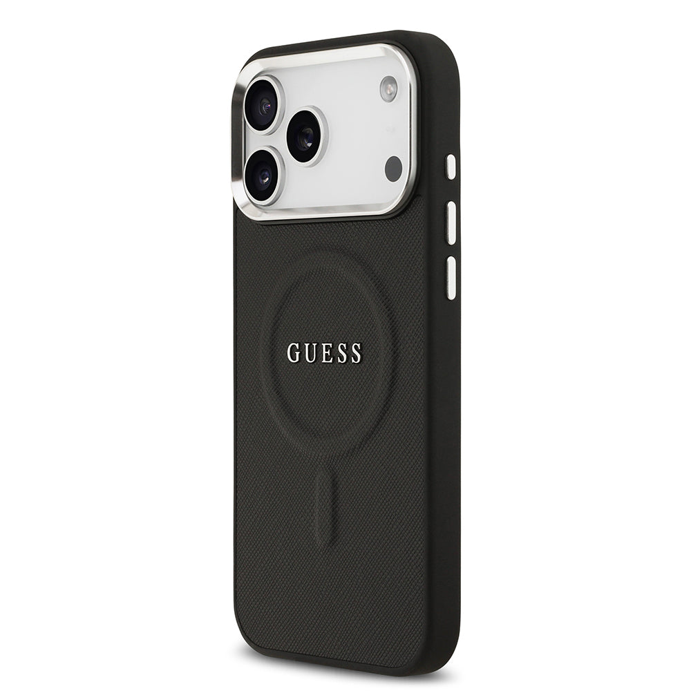 iPhone 17 Pro Max Kılıf Guess Orjinal Lisanslı M-safe Şarj Özellikli Klasik Yazı Logolu PU Deri Kapak