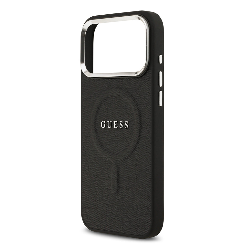 iPhone 17 Pro Max Kılıf Guess Orjinal Lisanslı M-safe Şarj Özellikli Klasik Yazı Logolu PU Deri Kapak