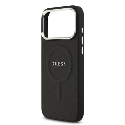 iPhone 17 Pro Max Kılıf Guess Orjinal Lisanslı M-safe Şarj Özellikli Klasik Yazı Logolu PU Deri Kapak