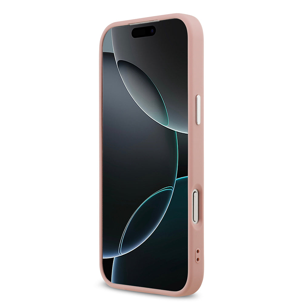 iPhone 17 Pro Max Kılıf Guess Orjinal Lisanslı M-safe Şarj Özellikli Metal Kamera Çerçeveli Üçgen Logolu Glitter Kapak