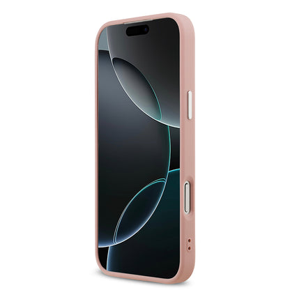 iPhone 17 Pro Max Kılıf Guess Orjinal Lisanslı M-safe Şarj Özellikli Metal Kamera Çerçeveli Üçgen Logolu Glitter Kapak