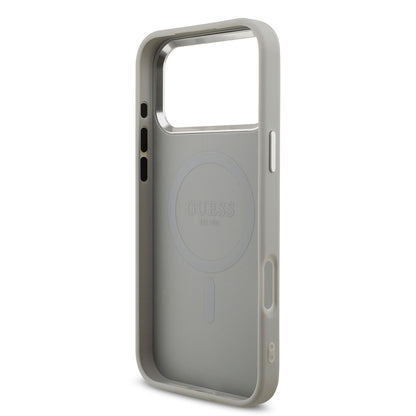 iPhone 17 Pro Max Kılıf Guess Orjinal Lisanslı M-safe Şarj Özellikli Metal Kamera Çerçeveli Üçgen Logolu Glitter Kapak