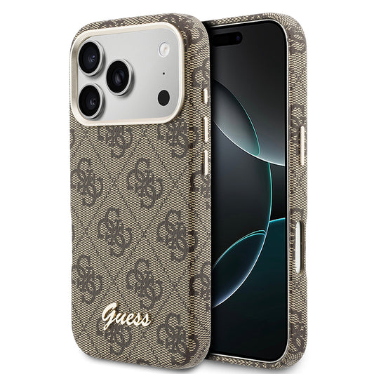 Apple iPhone 17 Pro Max Kılıf Guess Orjinal Lisanslı M-safe Şarj Özellikli Script Yazı Logolu 4G Desenli Kapak
