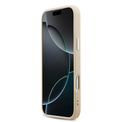 iPhone 17 Pro Max Kılıf Guess Orjinal Lisanslı M-safe Şarj Özellikli Sıcak Baskılı Klasik Yazı Logolu PU Deri Peony Kapak